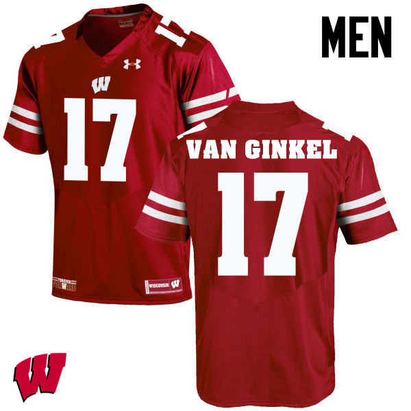 Wisconsin Badgers Men's #17 Andrew Van Ginkel NCAA Under Armour Authentic Red College Stitched Football Jersey PD40A48YV